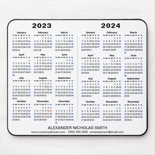 2023 - 2024 Calendar Minimalist Custom Mouse Mat (Front)