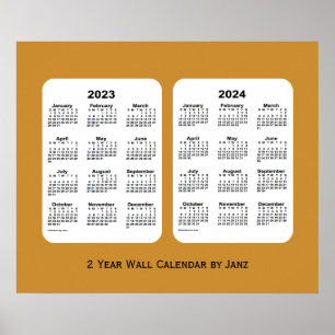 2023-2024 Gold 2 Year Wall Calendar by Janz Poster