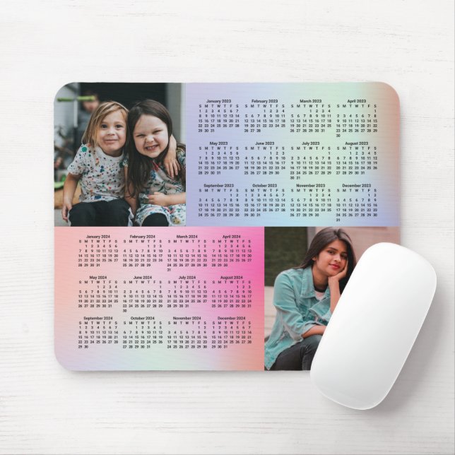 2023 - 2024 Photo Collage Calendar SUNDAY Start Mouse Mat (With Mouse)