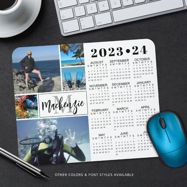 2023-2024 School Calendar 5 Photos Monogram Name Mouse Mat (Creator Uploaded)