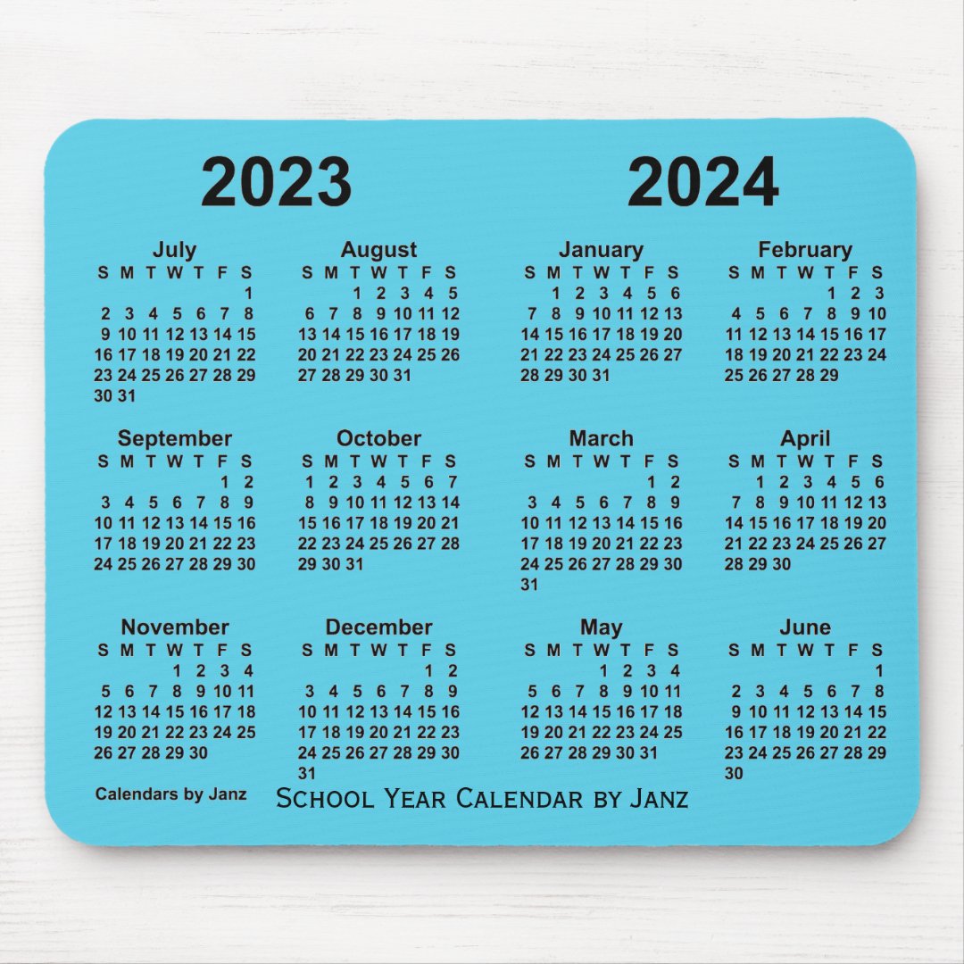 2023-2024 School Year Calendar by Janz Sky Blue Mouse Mat | Zazzle