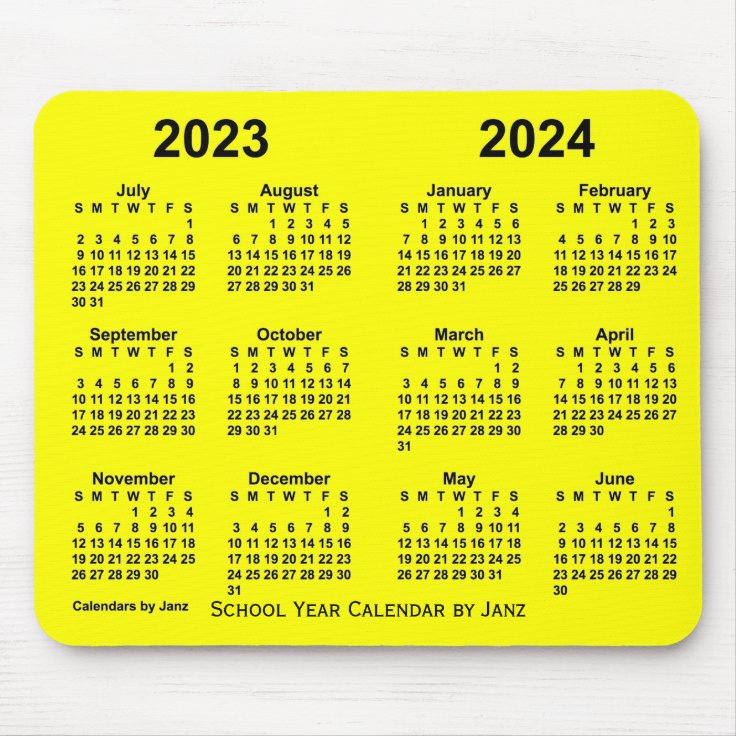 20252025 School Year Calendar by Janz Yellow Mouse Mat Zazzle