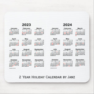 2023-2024 White 2 Year Holiday Calendar by Janz Mouse Mat