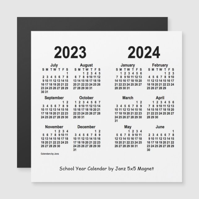 2023-2024 White School Year Calendar by Janz (Front/Back)