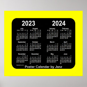 2023-2024 Yellow Neon School Calendar by Janz Poster