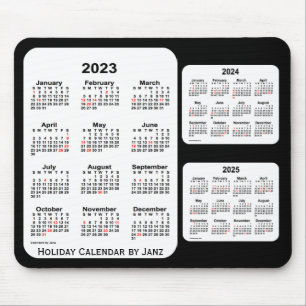 2023-2025 Black 3 Year Holiday Calendar by Janz Mouse Mat