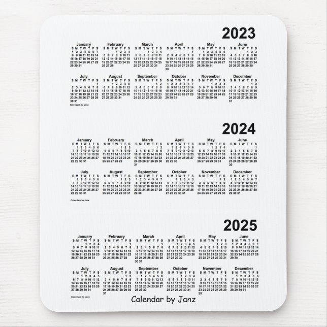 2023-2025 White 3 Year Calendar by Janz Mouse Mat (Front)