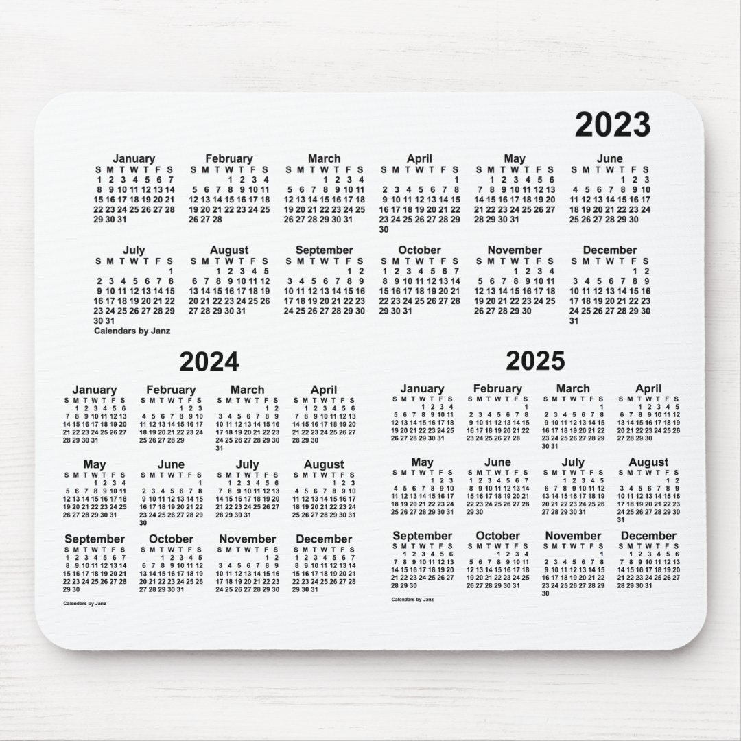 2023-2025 White 3 Year Calendar by Janz Mouse Pad | Zazzle