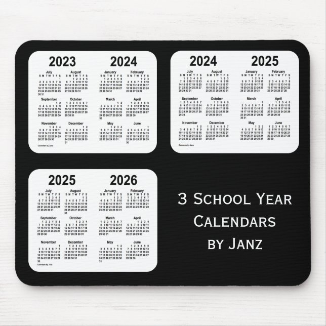 2023-2026 Black Neon School Year Calendars by Janz Mouse Mat (Front)