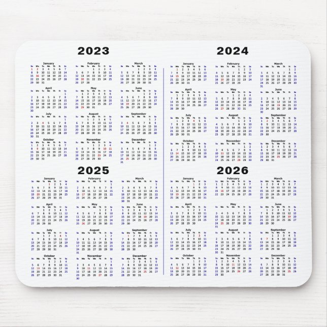 2023 - 2026 Calendar Minimalist 4 year Calendar  Mouse Mat (Front)