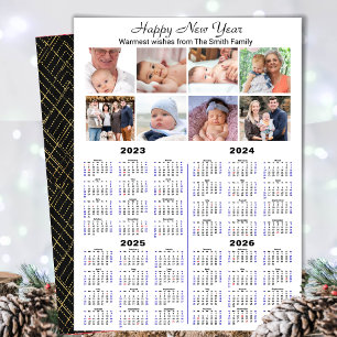 2023 - 2026 Calendar Modern Family 8 Photo Collage Holiday Card