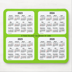 2023-2026 Holiday Calendar by Janz Yellow Green Mouse Mat