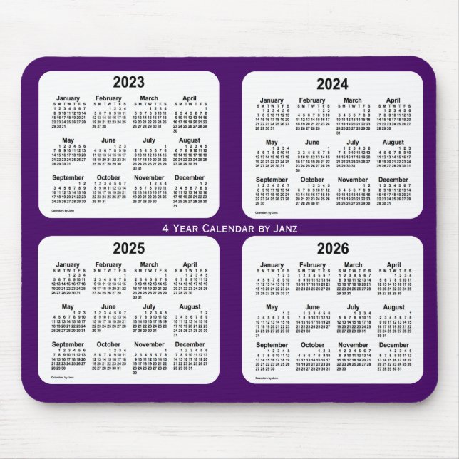 2023-2026 Purple 4 Year Calendar by Janz Mouse Pad (Front)