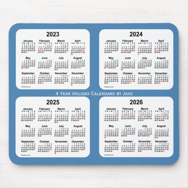 2023-2026 Steel Blue Holiday Calendar by Janz Mouse Mat (Front)