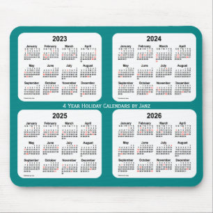 2023-2026 Teal Holiday Calendar by Janz Mouse Pad
