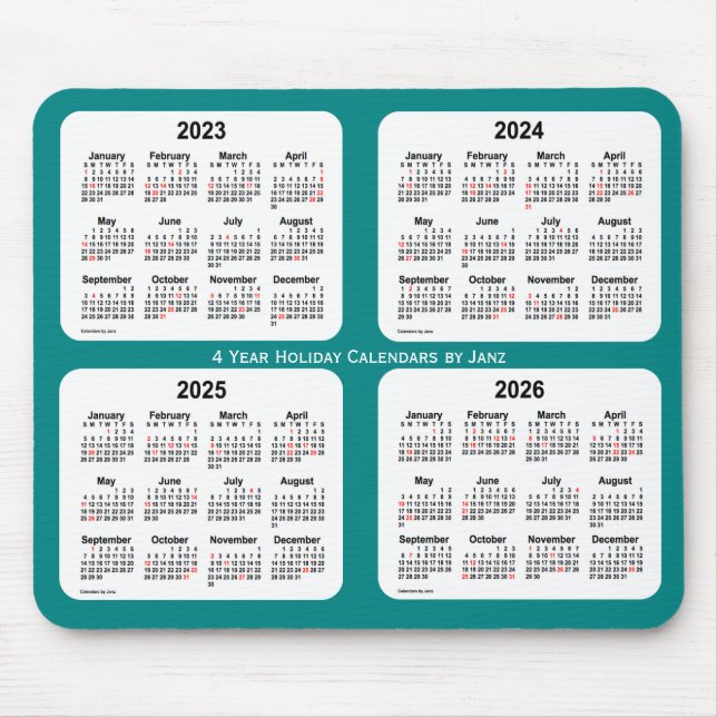 2023-2026 Teal Holiday Calendar by Janz Mouse Pad (Front)