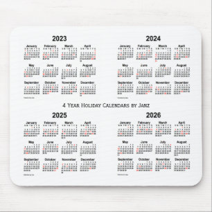 2023-2026 White Holiday Calendar by Janz Mouse Mat