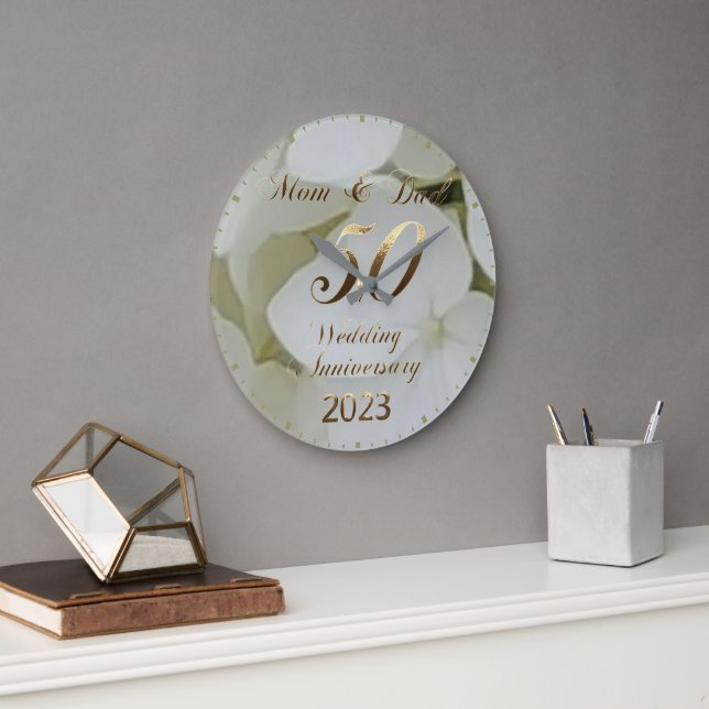 2023 50th Anniversary Golden Wedding Parents Large Clock (Office)