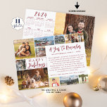 2023 A Year To Remember 11 Photo 2024 Calendar Holiday Card<br><div class="desc">Unique 2023 holiday greeting card featuring 11 photos (an easy-to-upload photo collage template for 10 pictures in a variety of shapes and sizes on the front and one one the back). The back side features a photo and a 2024 year-at-a-glance calendar for family and friends' use throughout the new year....</div>