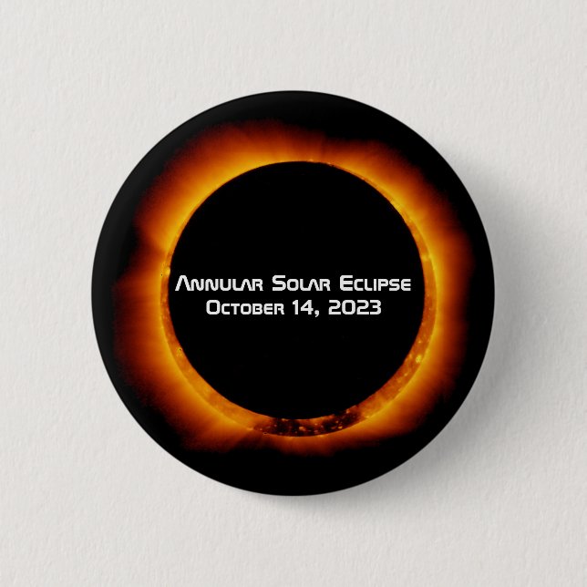 2023 Annular Solar Eclipse 6 Cm Round Badge (Front)