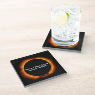2023 Annular Solar Eclipse Glass Coaster
