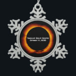 2023 Annular Solar Eclipse Snowflake Pewter Christmas Ornament<br><div class="desc">The next major American solar eclipse is the annular solar eclipse on Saturday, October 14, 2023. It will begin in the Pacific Ocean and and enter the United States over Oregon and travel Southeast through Nevada, Utah, Arizona New Mexico and Texas before continuing through South America. During the annular solar...</div>