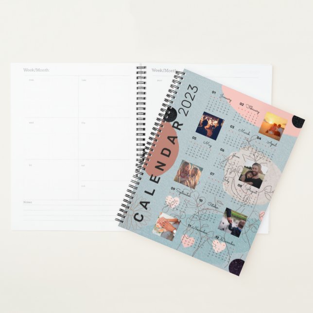 2023 Baby Blue Calendar journal , 6 custom photos Planner (Display)