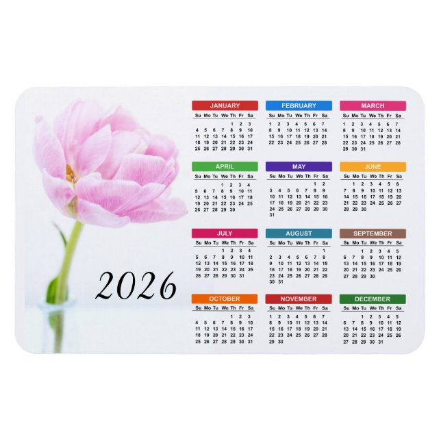 2023 Beautiful Pink Peony | Floral Calendar Magnet (Horizontal)