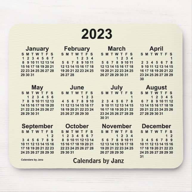 2023 Beige Calendar by Janz Mouse Pad (Front)