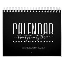 2023 Black and White Modern Minimalist Calendar