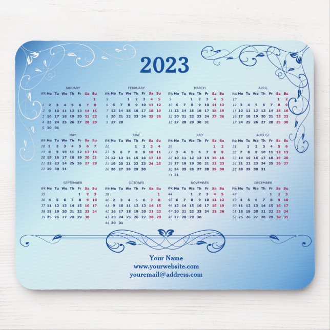 2023 Blue Elegant Mouse Pad (Front)