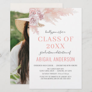 2023 Budget Boho Pampas Graduation Invitation