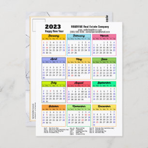 2023 Business Calendar Modern Grey Black Script Postcard