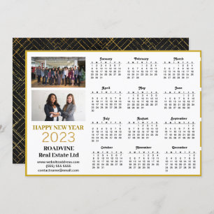 2023 Business Photo Modern Gold Script Calendar Holiday Card