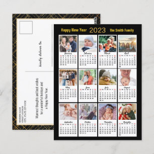 2023 Calendar 12 Photo Modern Family Gold Script Postcard