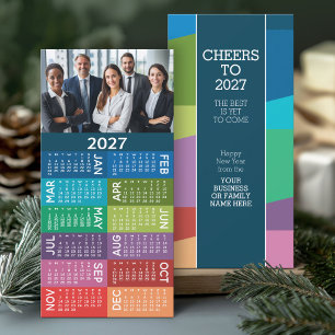 2023 Calendar 1 Photo Collage Colourful Background Holiday Card