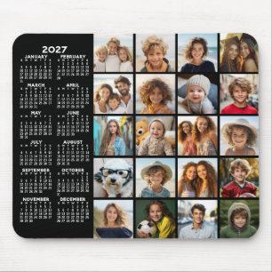 2023 Calendar - 20 photo collage black Mouse Mat
