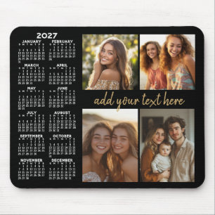 2023 Calendar - 4 photo collage modern script text Mouse Mat