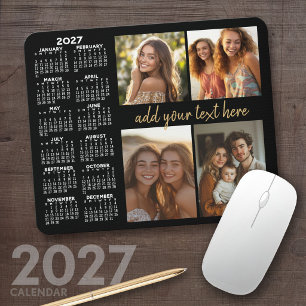 2023 Calendar - 4 photo collage modern script text Mouse Mat