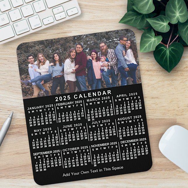 2023 Calendar Black Personalised Photo Name Bold Mouse Mat (Creator Uploaded)