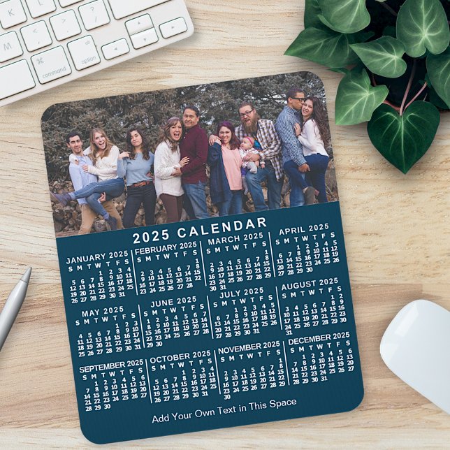 2023 Calendar Blue Personalised Photo Name Bold Mouse Mat (Creator Uploaded)