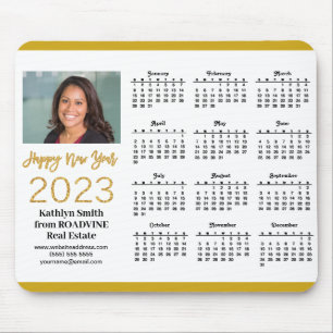 2023 Calendar Business Gold Script Photo Simple Mouse Mat