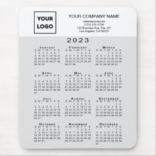 2023 Calendar Business Logo Text Light Grey White Mouse Mat