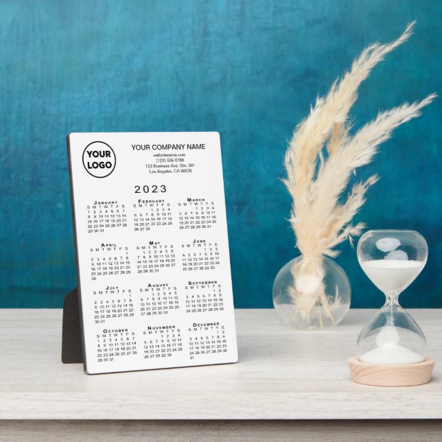 2023 Calendar Business Logo Text on White Desktop Plaque (Side)