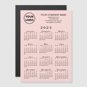 2023 Calendar Business Logo Text Pink Magnet