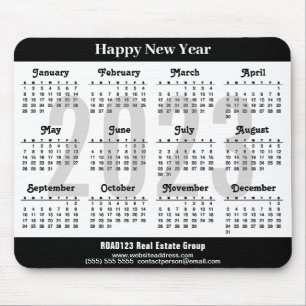 2023 Calendar Business Modern Black White Simple Mouse Mat