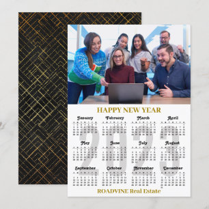2023 Calendar Business Modern Gold Black Script Holiday Card