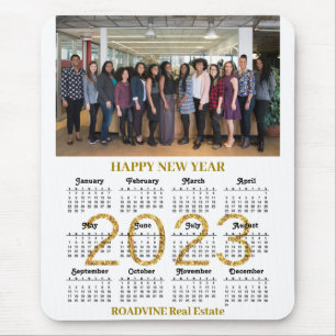 2023 Calendar Business Modern Gold Script Photo Mouse Mat