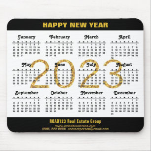 2023 Calendar Business Modern Gold Script Simple Mouse Mat