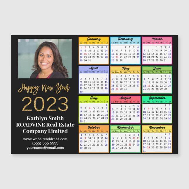 2023 Calendar Business Modern Script Photo Magnet (Front)